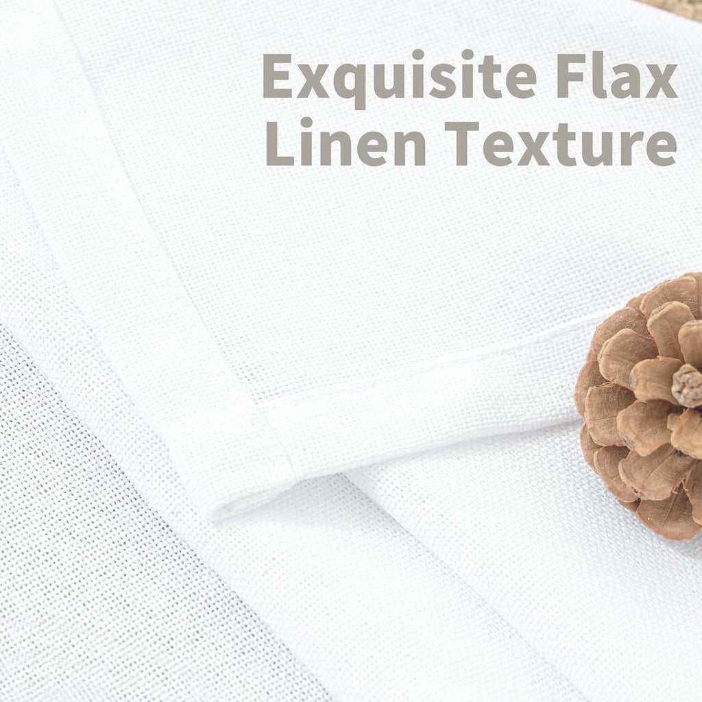 YoungsTex White Linen Semi Sheer Curtains for Living Room 84 Inch Length 2 Panels - Light Filtering