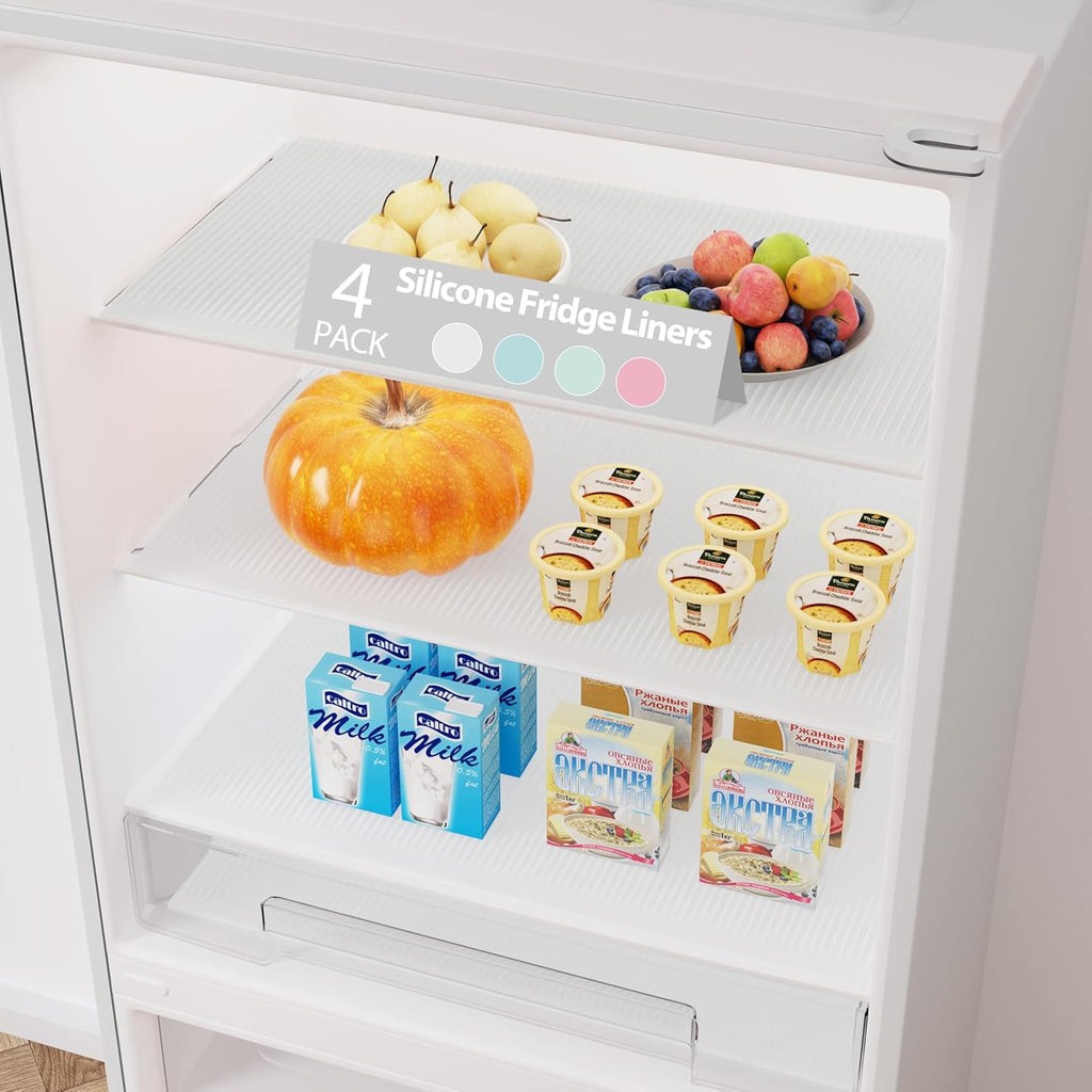 GOYLSER Silicone Refrigerator Liner for Glass Shelves Washable, Striped Fridge Liners for Shelves