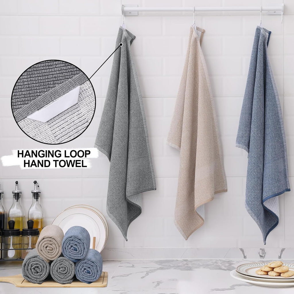 Homaxy Premium Kitchen Towels(18”x 28”, 12 Pack), Large Cotton Kitchen Hand Towels, Flat and Terry