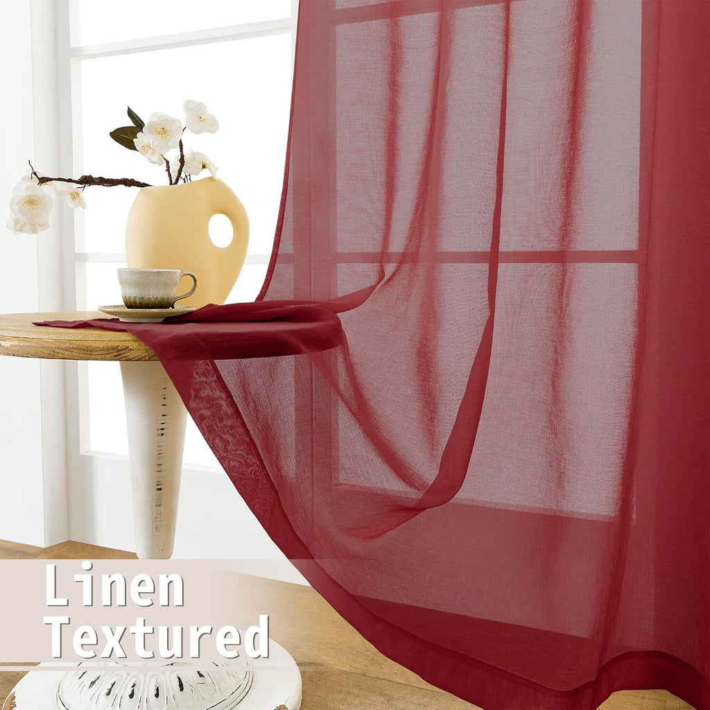 Tollpiz Sheer Door Curtains Closet Linen Textured Curtains Sheer Doorway Light Filtering Voile Rod