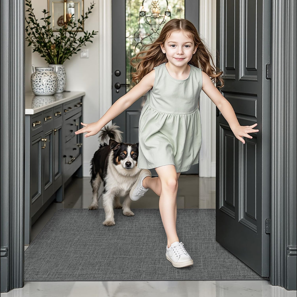 LUMI Ultra Thin Door Mat for Entryway,36"x59" Low Profile Non Slip Rubber Backing Indoor Doormat