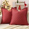 ZWJD Christmas Pillow Covers 20x20 Set of 2 Soft Polyester Textured Pillowcases with Stylish Flange