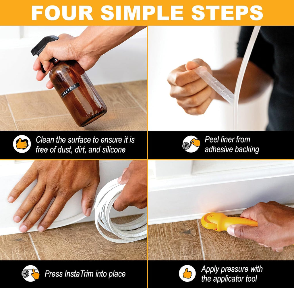 InstaTrim The Original Flexible Trim - 2-Pack of 10ft Dark Brown 1/2" Wide Caulk Tape - Adhesive
