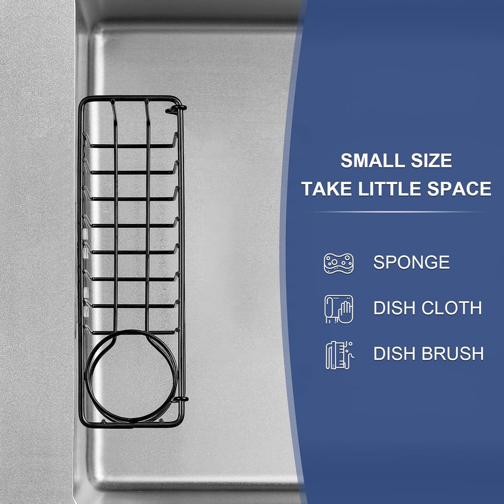 3-In-1 Sponge Holder for Kitchen Sink, 2 Type Suspension Options (Suction Cups & Adhesive Hook)