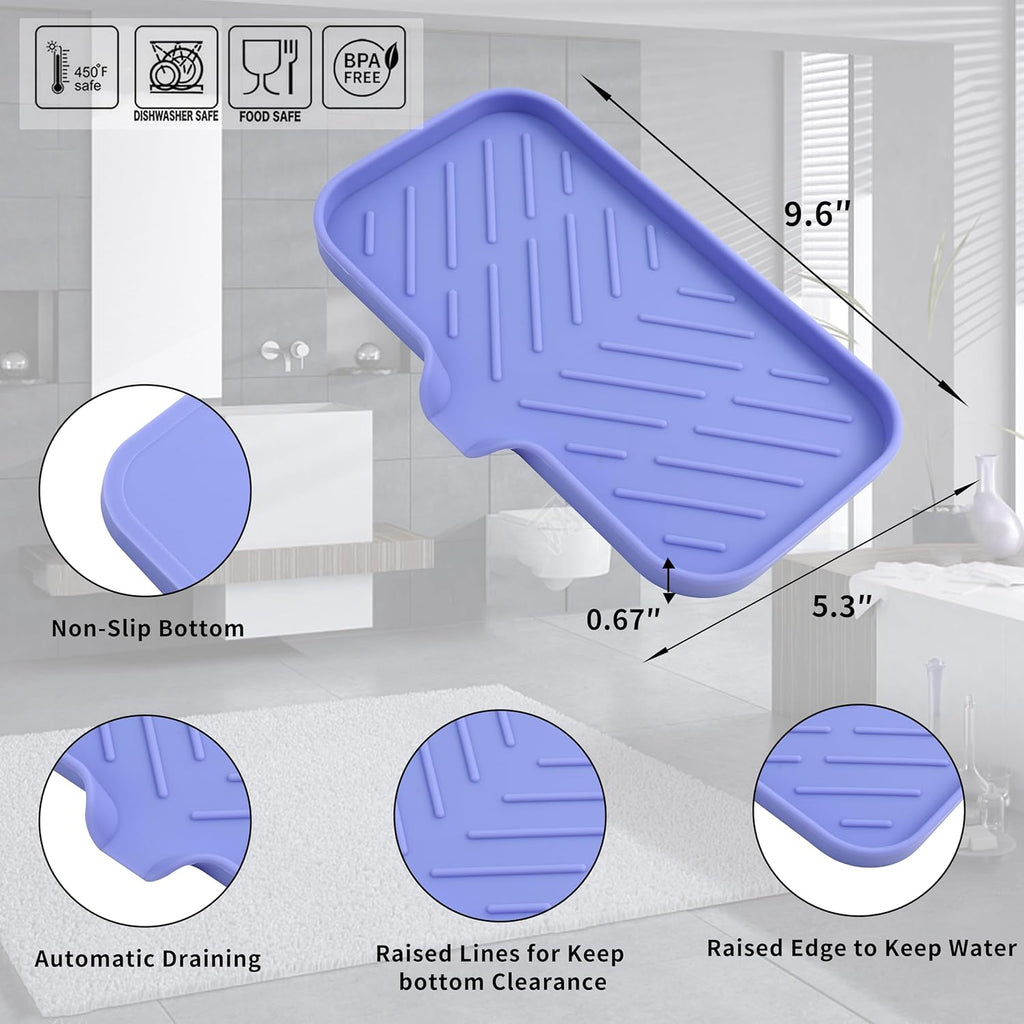 Silicone Bathroom Soap Dishes with Drain Spout-Bathroom and Kitchen Sink Organizer,Sponge