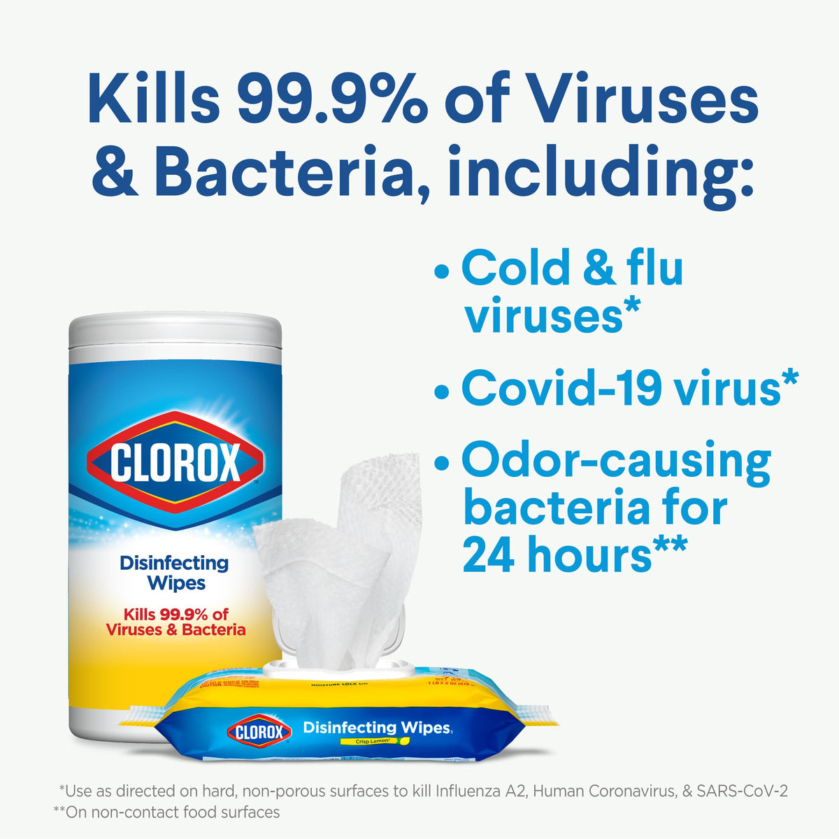 Clorox 30112 Disinfecting Wipe, Fresh/Lemon Fresh Scent (525 Count)