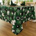 Saint Patricks Day Classic Buffalo Shamrock Tablecloth Fabric - Oblong 58x144 Inch Water Proof