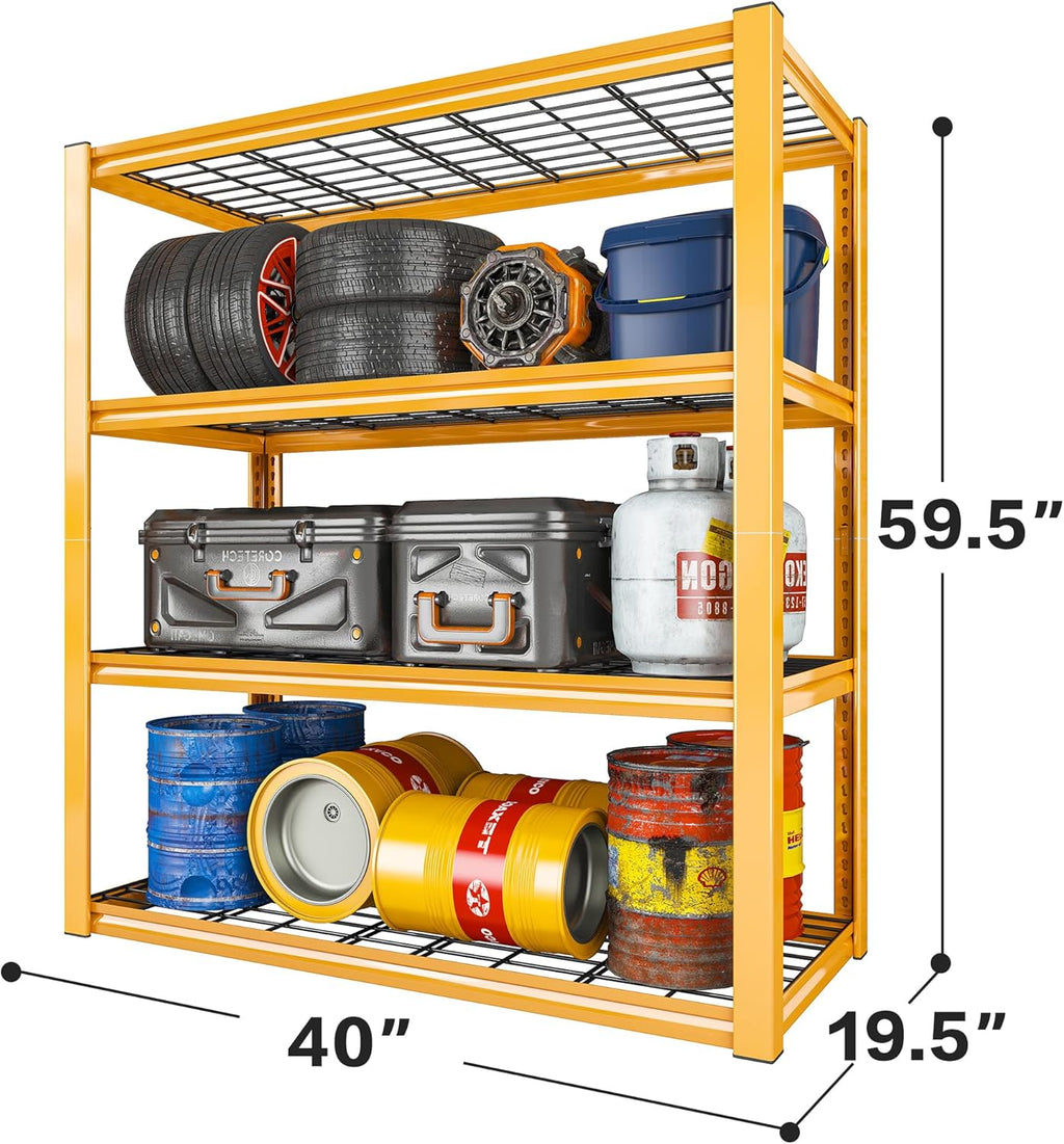 REIBII 40" W Garage Shelving 2240 LBS Storage Shelves Heavy Duty Metal Shelving 4 Tier Metal