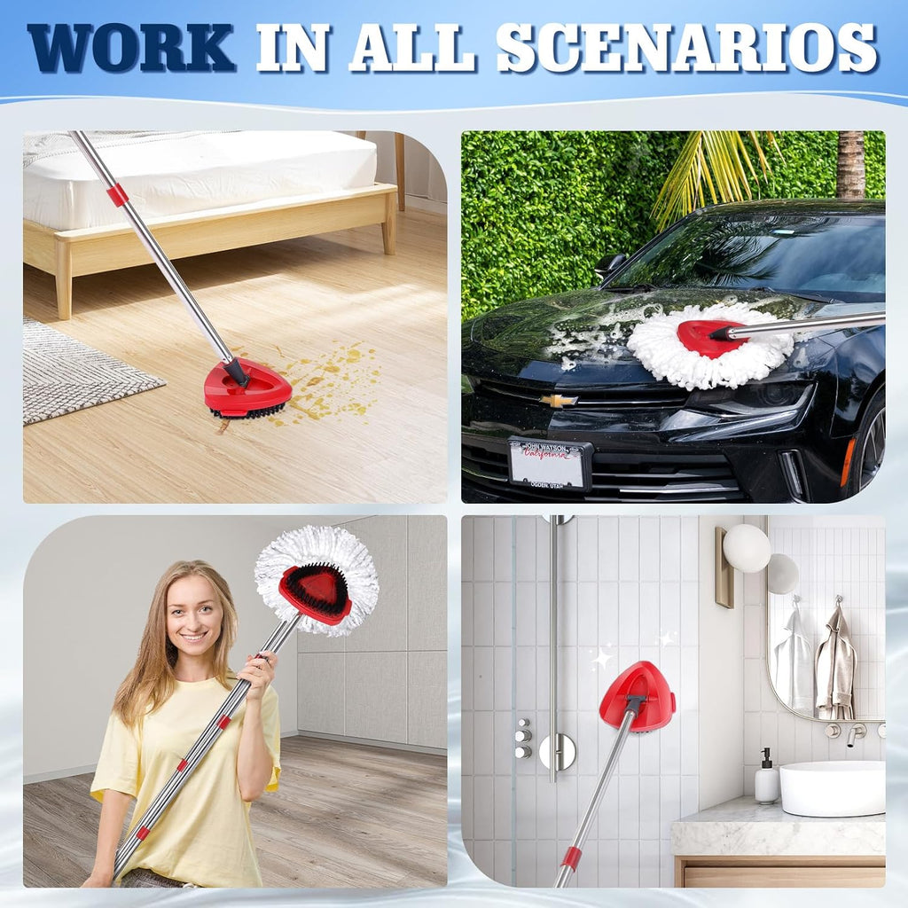 6 Pack Mop Replacement Heads Compatible with Oceda EasyWring 1-Tank System - Includes 2 Mop Scrub