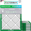 Filterbuy 17.5x23.5x1 Air Filter MERV 8 (MPR 700) Dust Defense Replacement (6-Pack), Electrostatic