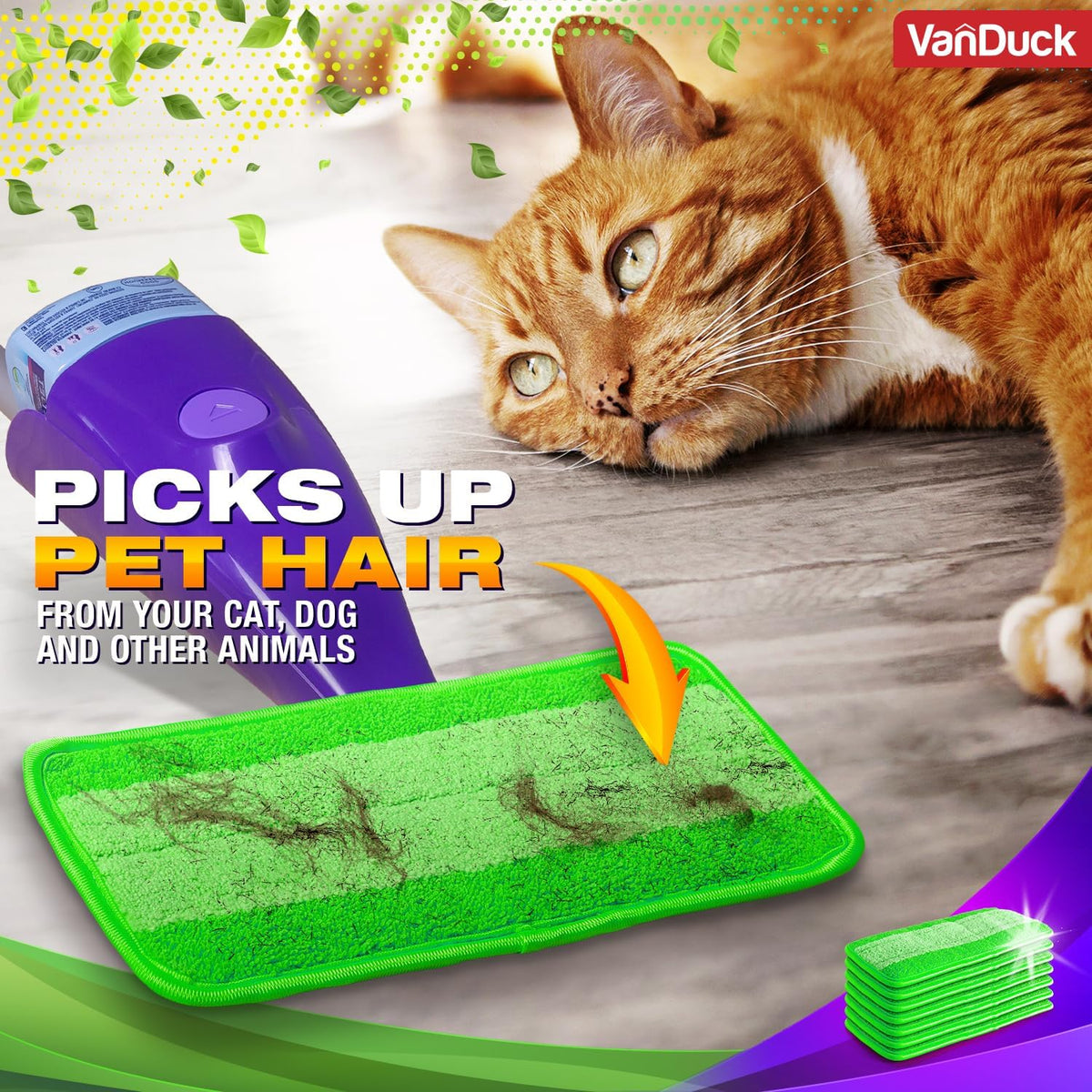 VanDuck Reusable Mop Pads Compatible with Swiffer WetJet (4 Pack) - Microfiber Mop Refill for Wet