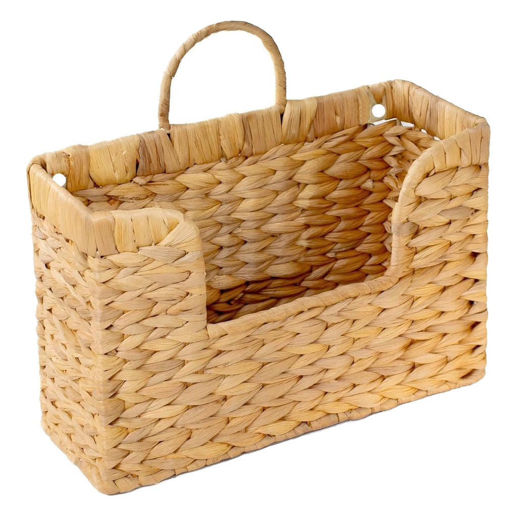 Magazine Holder Wall Basket Water Hyacinth Woven Mail Organizer, Wicker Wall Hanging Baskets for