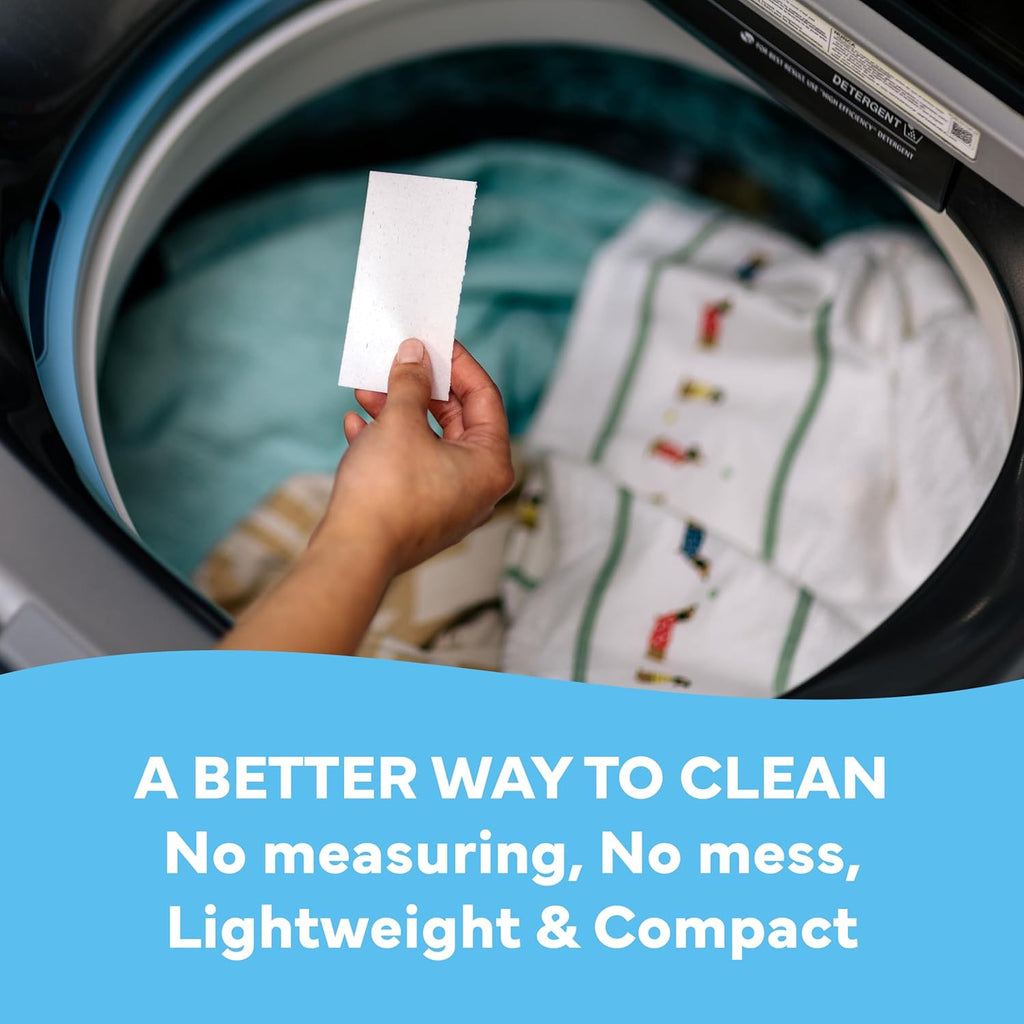 Tru Earth Compact Dry Laundry Detergent - Up to 128 Loads (64 Sheets) - Paraben-Free - Original