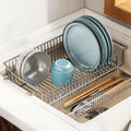 304 Stainless Steel Over Sink Counter Top Perfect Dish Drainer, Extendable Drainage Basket Drying