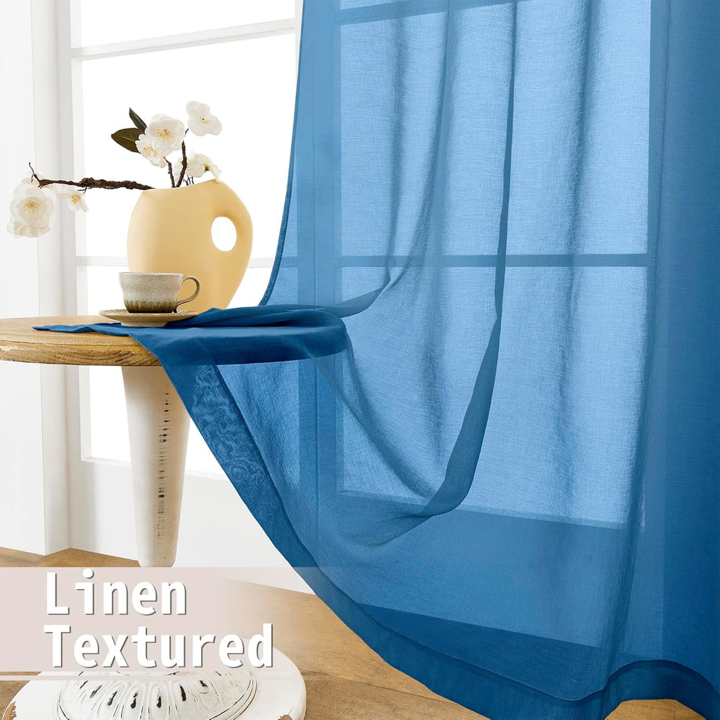 Tollpiz Small Sheer Door Curtain Closet Linen Textured Curtain Sheers Doorway Light Filtering Voile