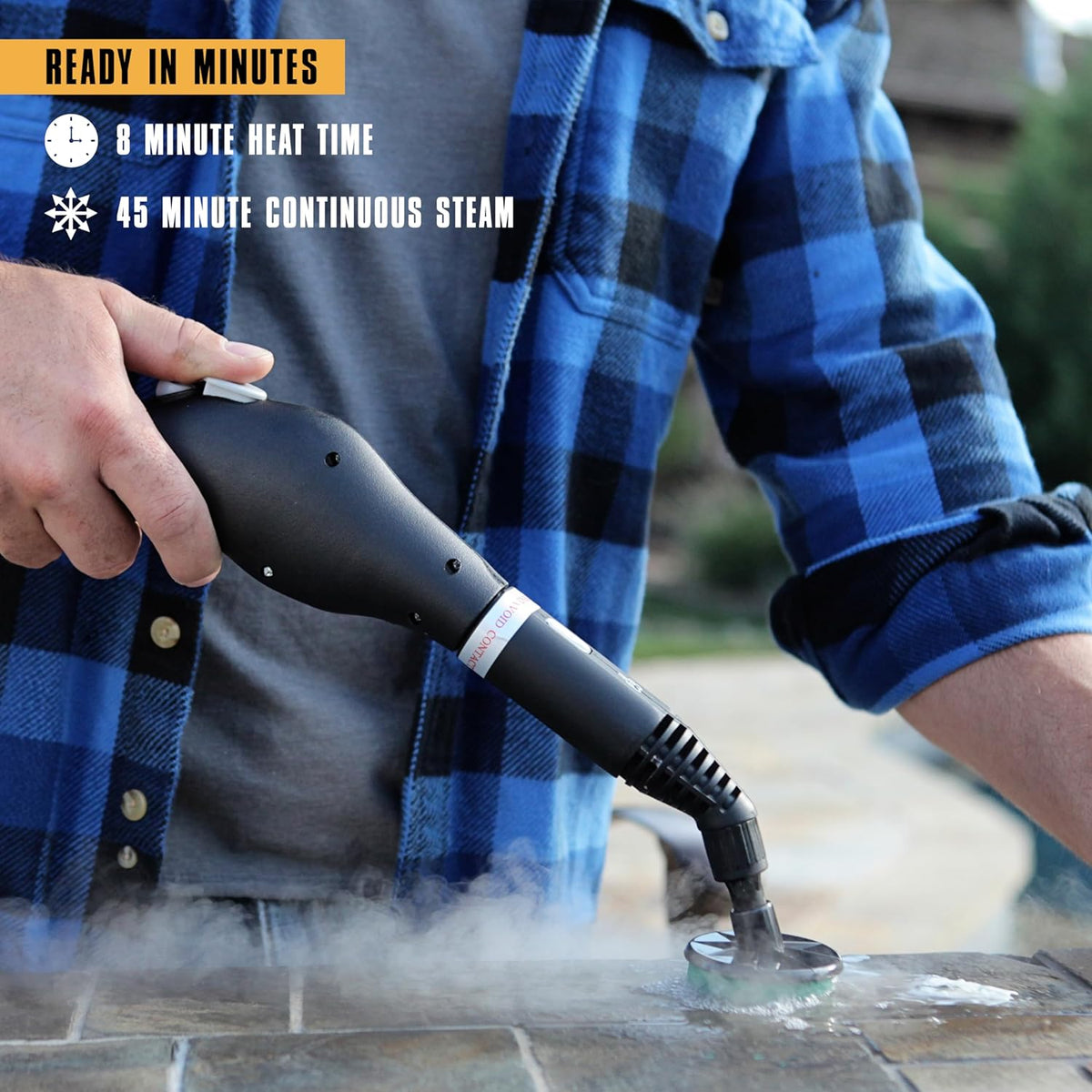 McCulloch MC1275 Heavy-Duty Steam Cleaner, 45 Minute Runtime, 18 Accessories: Mop Head, Brushes, &
