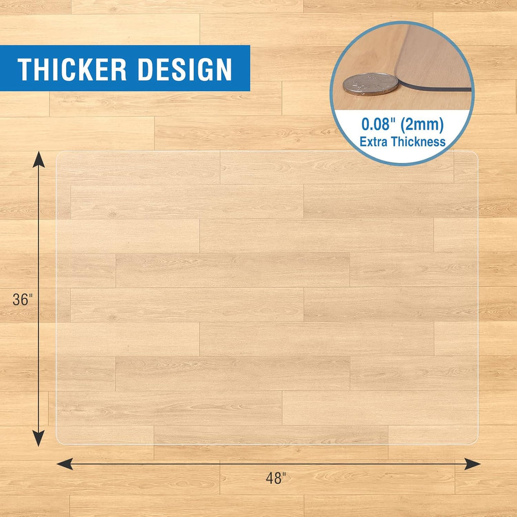 Clear Chair Mat, 48" x 36" Chair Mat for Hard Floors, Desk Floor Mat for Gaming Chair, Anti-Slip