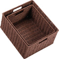 HOONEX Large Woven Storage Baskets, Paper Rope With Sturdy Metal Wire Frame, for Shelves, Set of 2