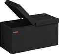 SONGMICS Mazie Collection - 30 Inches Storage Ottoman, Foldable Storage Bench with Flipping Lid
