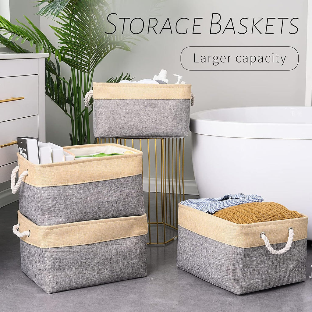 TcaFmac Cube Storage Bin, Storage Baskets for Organizing [4 Pack] Closet Organizers and Storage