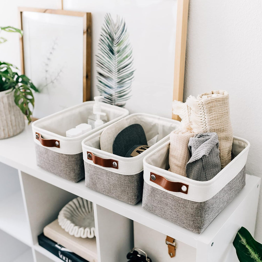 OrganiHaus Small Fabric Storage Bins for Shelves 6 Pack, 12x8in Closet Storage Bins for Shelves