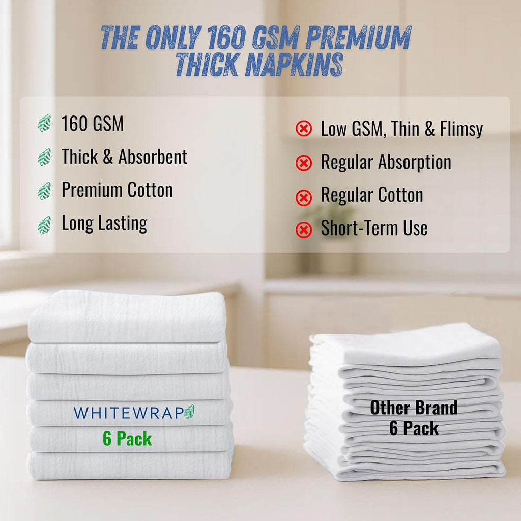 WHITEWRAP Flour Sack Towels 100% Cotton Dish Towel Reusable Baking Cloth for Bread Dough