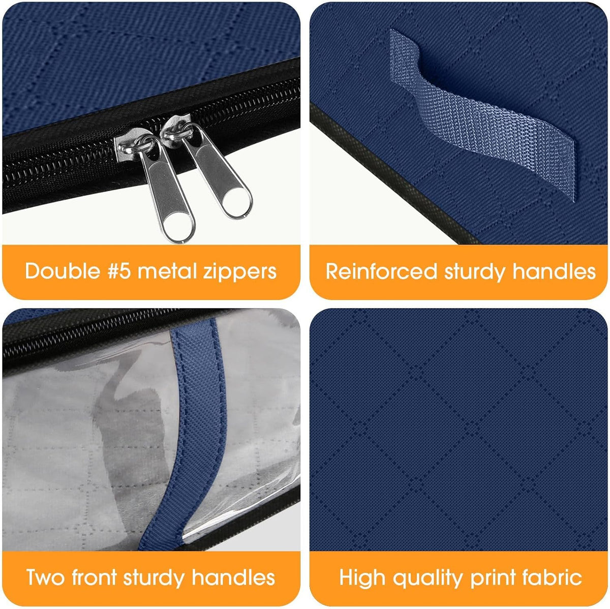 StorageRight Under Bed Storage Bins, 4-Pack 40L Foldable Fabric Storage Bags with Transparent