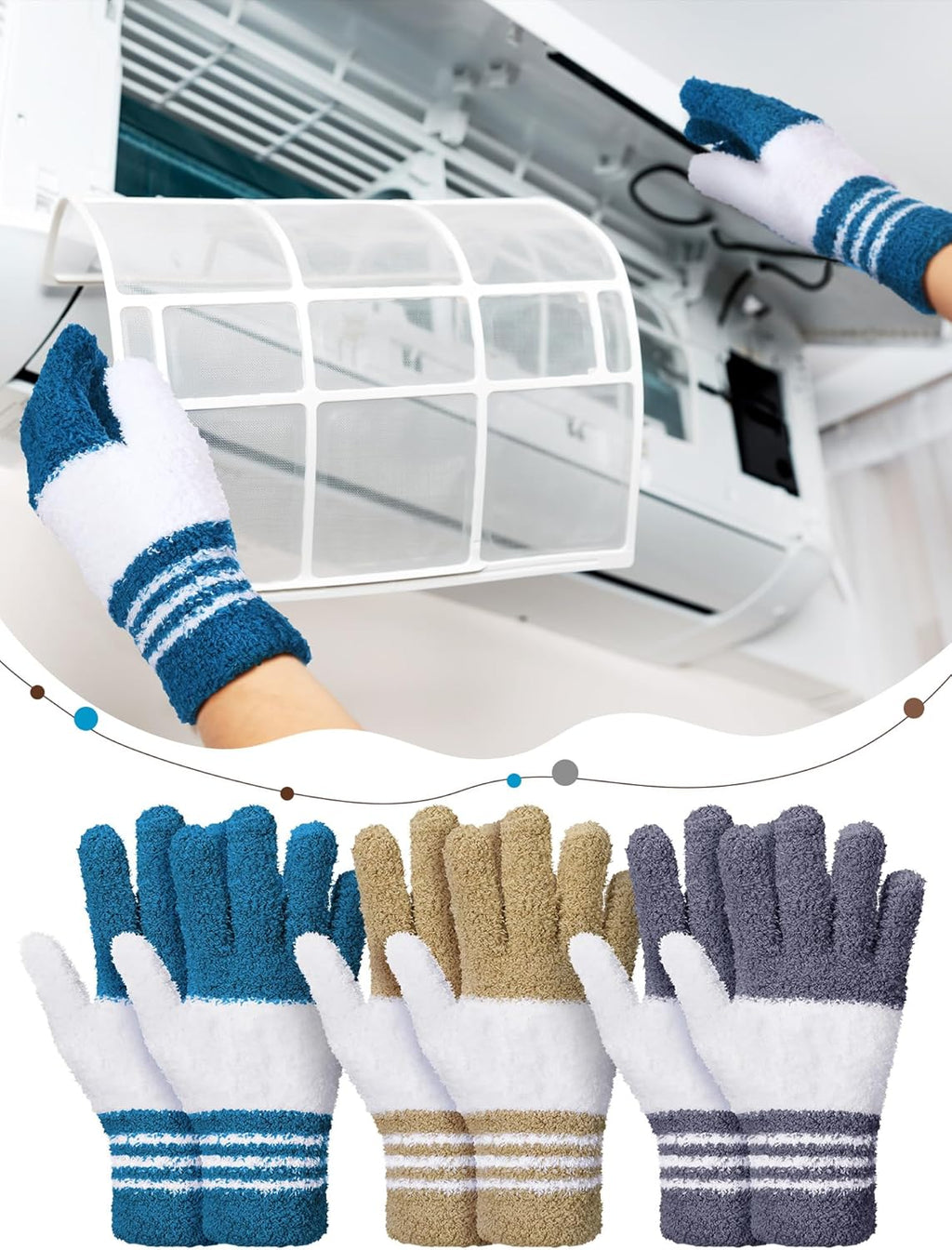 Patelai 3 Pairs Microfiber Plant Dusting Gloves Leaf Cleaning Gloves for Indoor Plants, Blinds