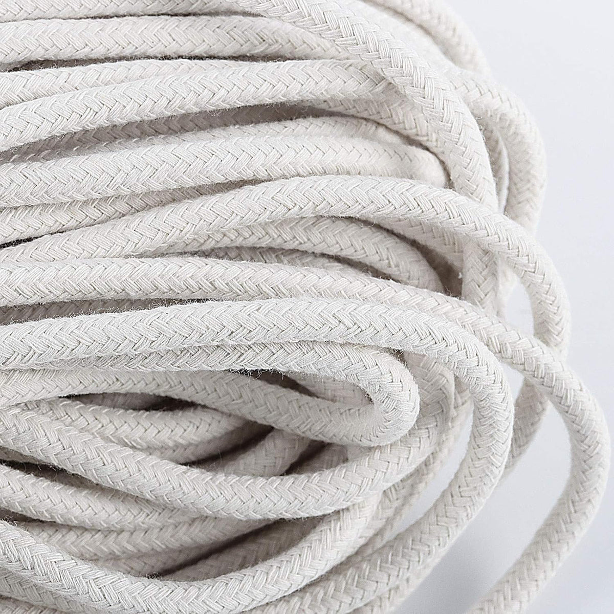 ZOENHOU 164 ft 1/4 in Natural Cotton Rope - White Solid Clothesline Rope for Laundry Line, DIY