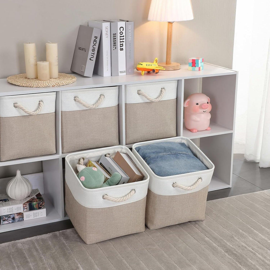 Mangata Canvas Storage Boxes, 11.8 Inch Cube Storage Bins Set of 6 for 12 Inch Cabinets, Fabric