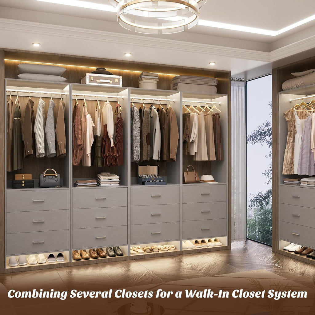 Aheaplus 2FT Closet System with 3 Drawers, 24’’ Closet Organizer, Wood Closet Organizer System