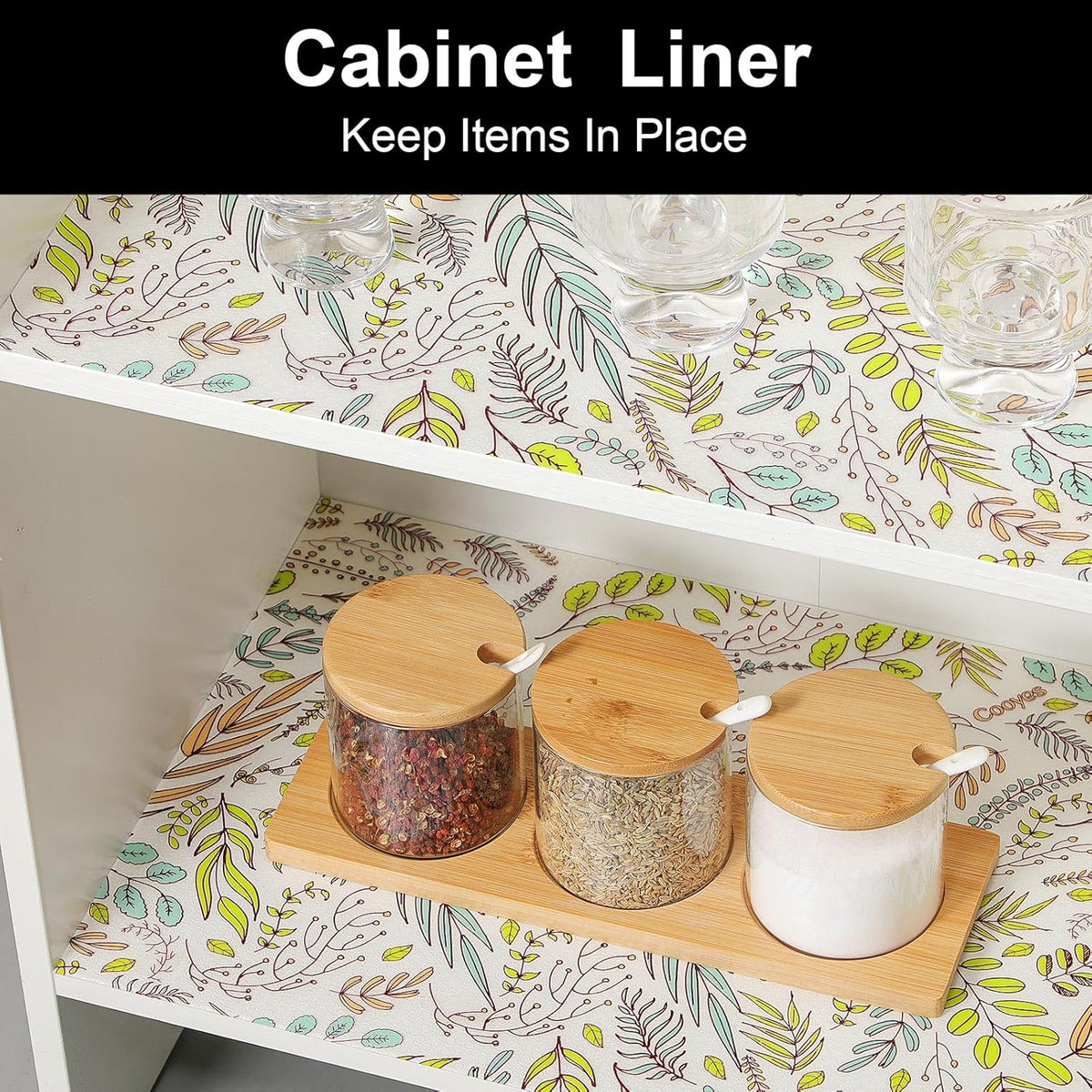 Cooyes Shelf Liner, Non-Adhesive Waterproof Drawer Liner, Durable Easy-to-Cut EVA Shelf Paper for
