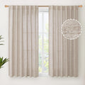 YoungsTex Natural Linen Curtains 45 Inch Length for Kitchen Bathroom Window, Burlap Semi Sheer