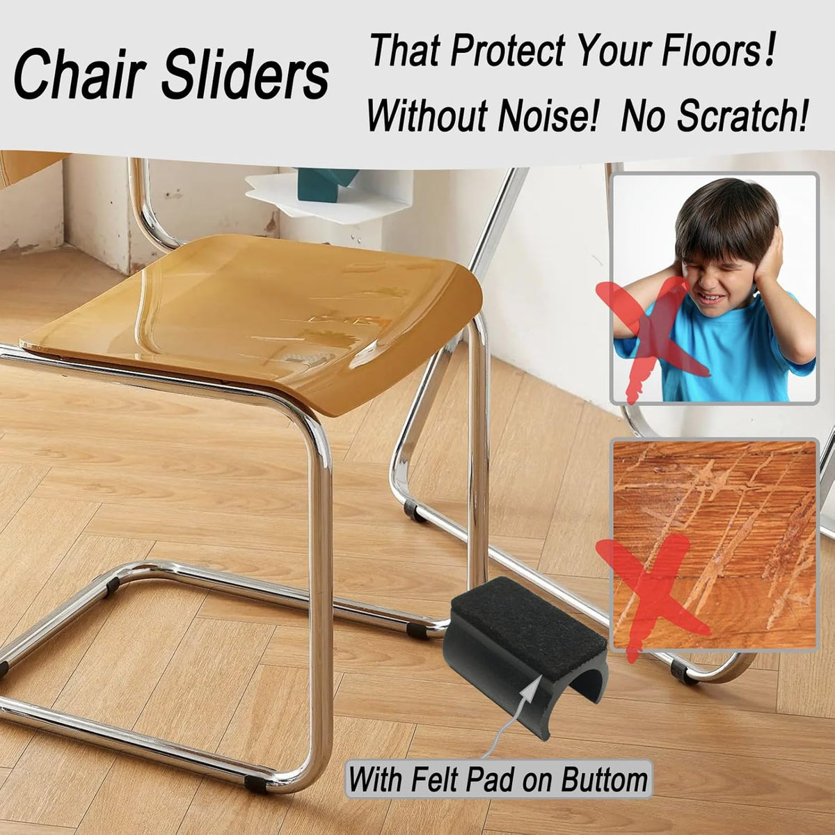 Rectangle U Shaped Chair Leg Tips Cap with Felt Pads,Furniture Feet Protector Slide Smoothly
