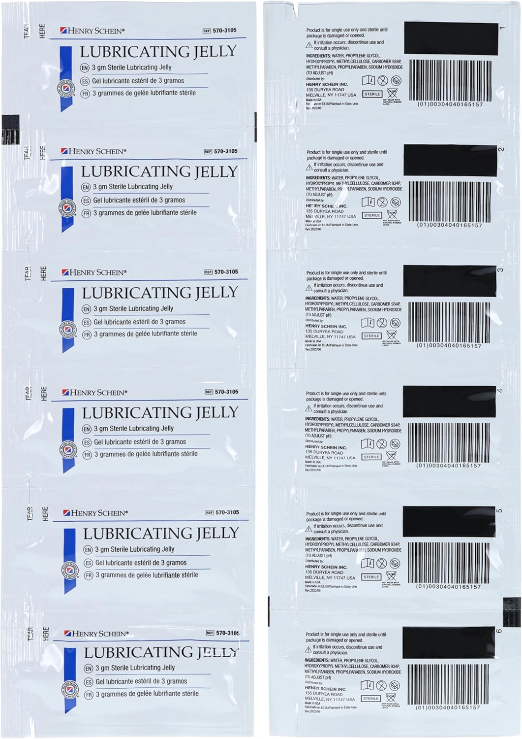 Henry Schein Sterile Lubricating Jelly – 3g Single-Use Packets, Ideal for Medical and Clinical Use
