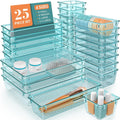 WOWBOX 25 PCS Plastic Drawer Organizer Set, 4 Sizes Desk Drawer Divider Organizers and Storage Bins