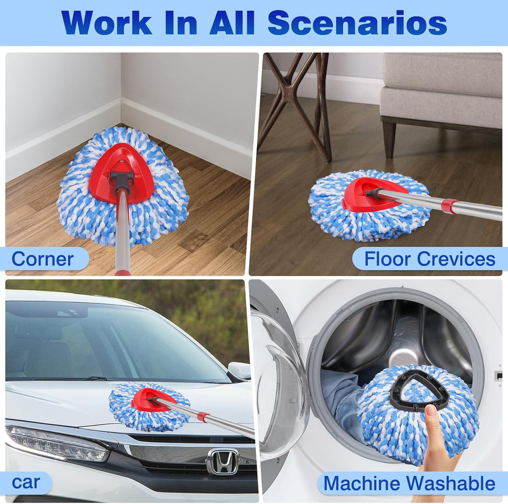 Mop Replacement Heads 6 Pcs & 1 Scrub Brush & 1 Base Combo,Spin Mop Replacement Head for Ocedar