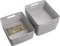 BINO | Woven Plastic Basket | Small (Natural Grey), 4-Pack | THE JUTE COLLECTION | Home