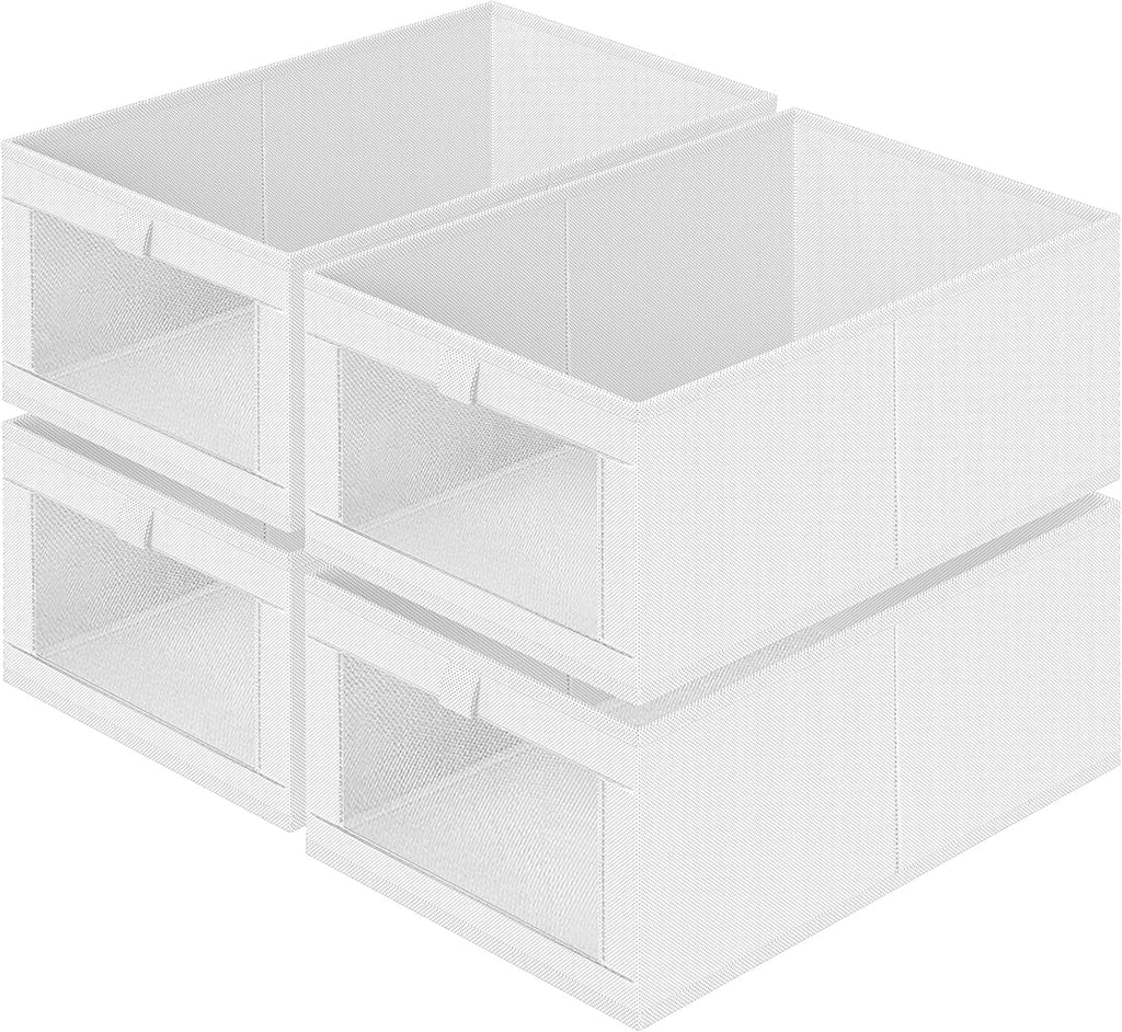 Criusia 4 Pack Closet Organizers and Storage, Large Linen Closet Baskets for Organization, Foldable