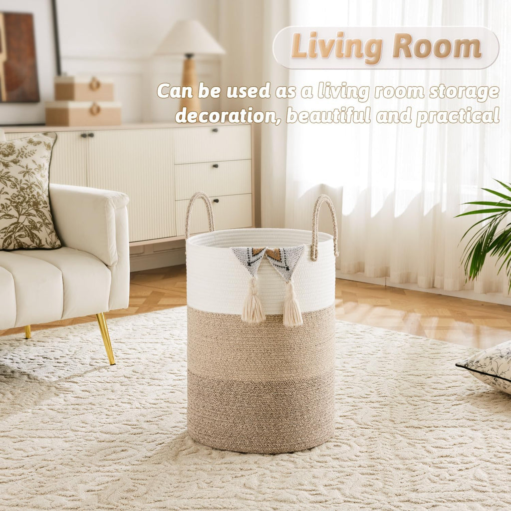 Laundry Basket,Woven Cotton Rope Laundry Hamper,100L for Decorative Storage of Dirty Clothes,Toys