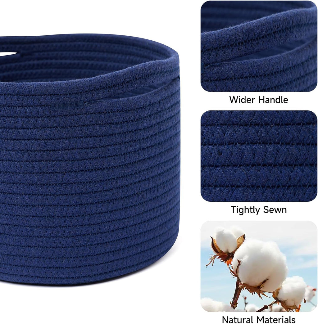 Small Basket for Organizing | Cube Shelf Closet Storage Baskets | 9.7×9.7×7.1” | Woven Rope Gift
