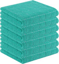 Homaxy 100% Cotton Terry Kitchen Towels(Turquoise, 13 x 28 inches), Checkered Designed, Soft and