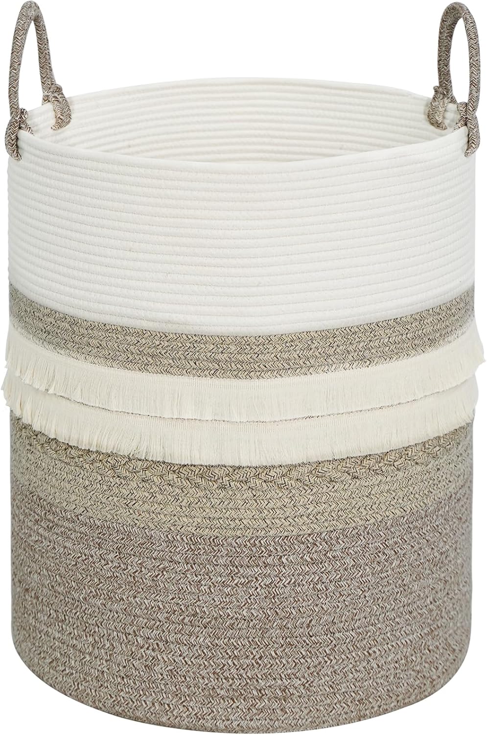 danpinera 79 L Large Laundry Basket, Tall Woven Cotton Storage Hamper with Handles, Dirty Clothes