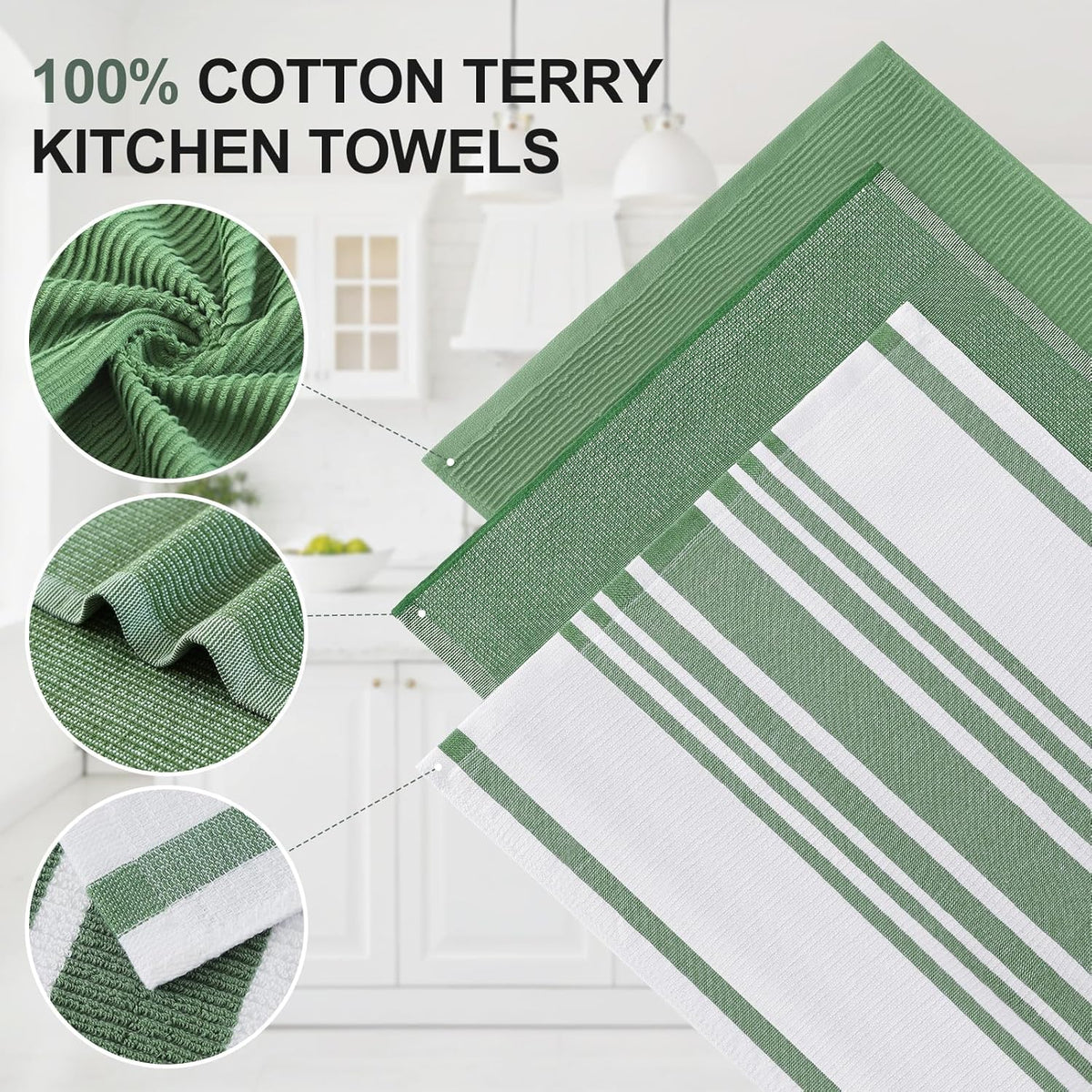Homaxy Premium Kitchen Towels(18”x 28”, 12 Pack), Large Cotton 380 GSM Kitchen Hand Towels, Soft