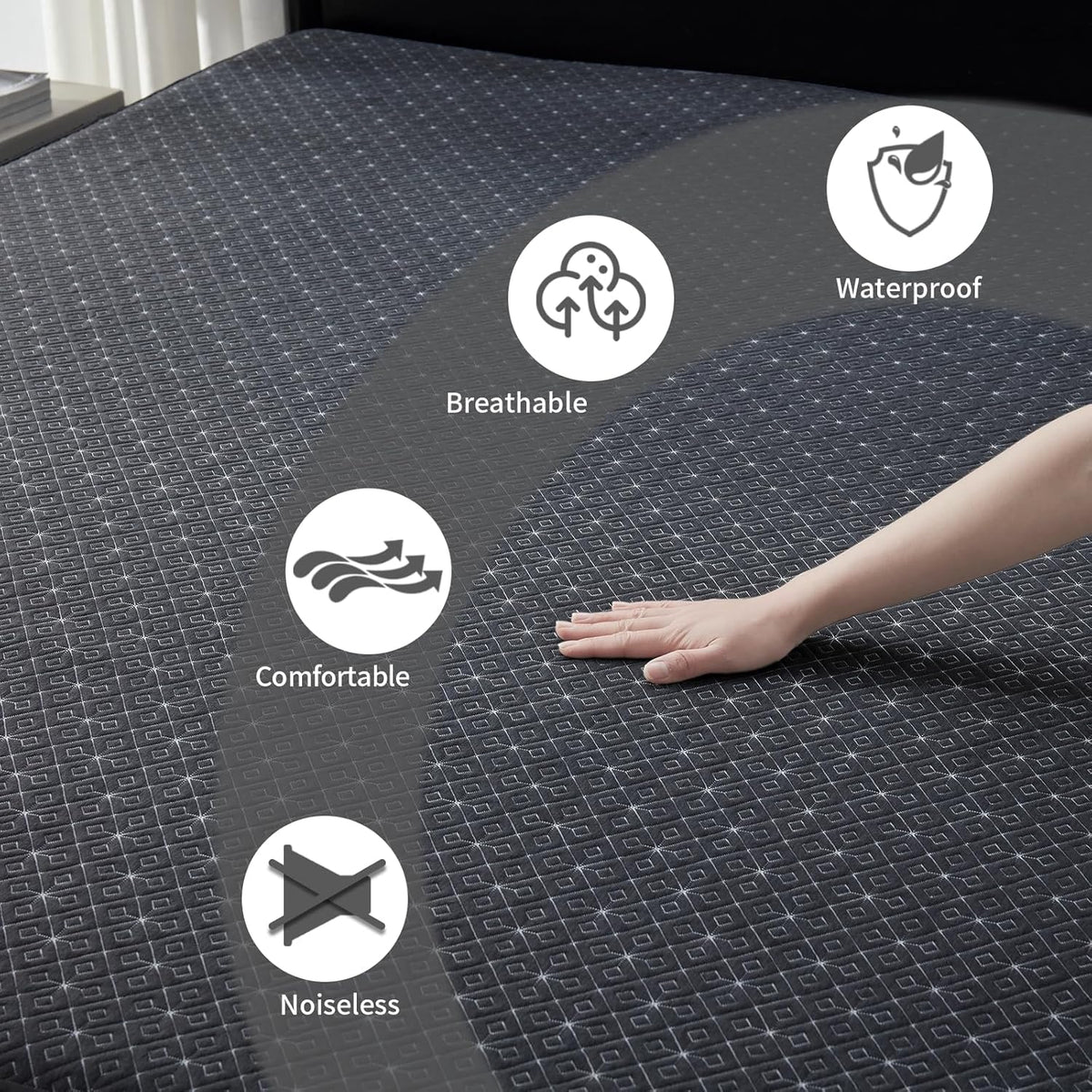 BEDLORE King Mattress Protector, Waterproof Noiseless Mattress Cover with Deep Pocket for 6-18