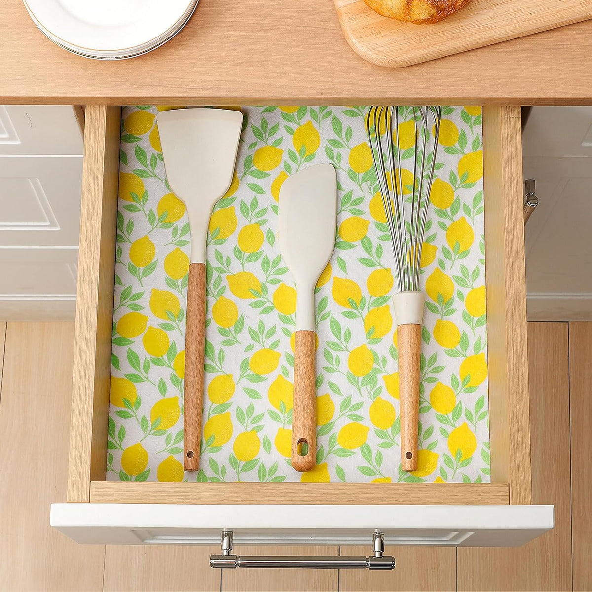Cooyes 6 Pack Polyester Shelf Liners for Kitchen Cabinets, 17.7" × 24", Non-Slip Refrigerator