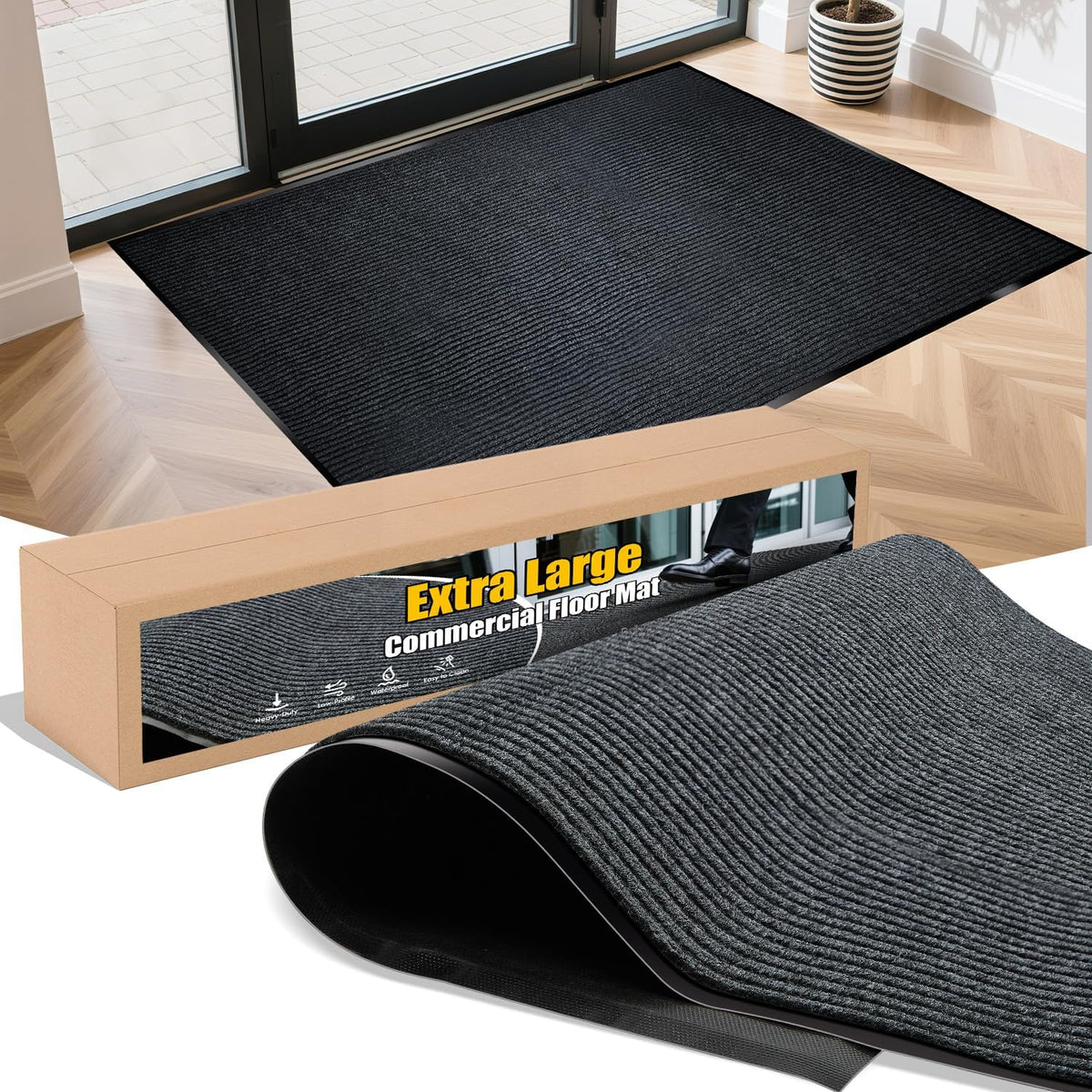 Entrance Mat for Home or Office - 3 x 5 Feet, Carpeted Indoor/Outdoor Entry Mat - Absorbent, Slip