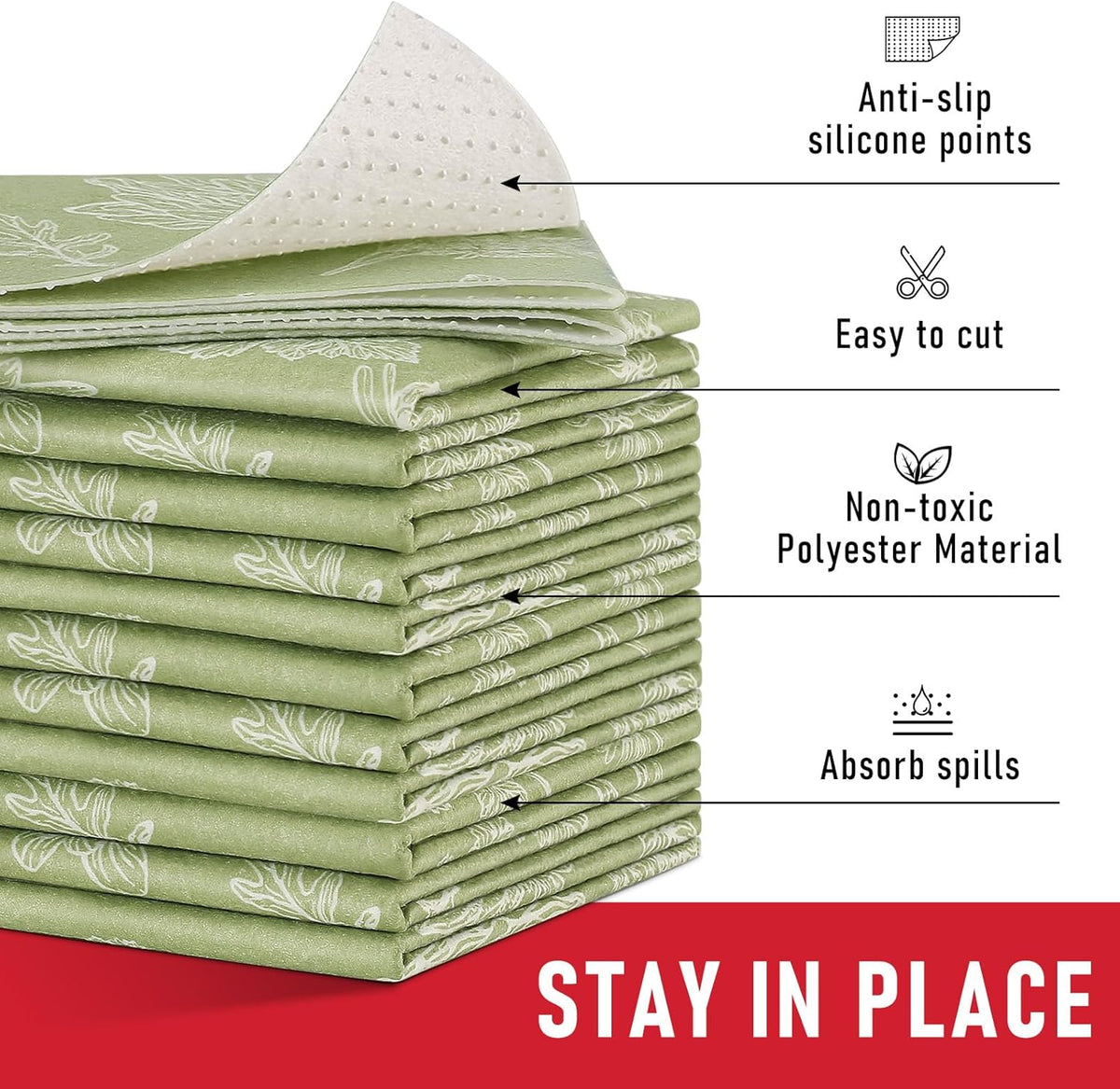 Cooyes Shelf Liner for Refrigerator & Drawer, Non-Adhesive Cabinets Liner for Kitchen Cupboard &