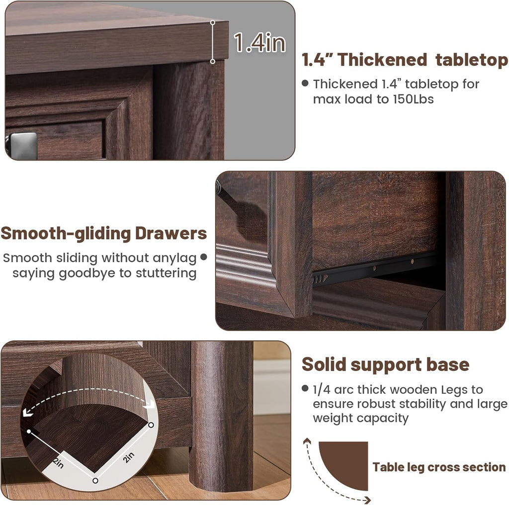 Farmhouse 8 Drawer Dresser for Bedroom, 41" Tall Wood Chest of Drawers, 43.3" Wide Dresser TV