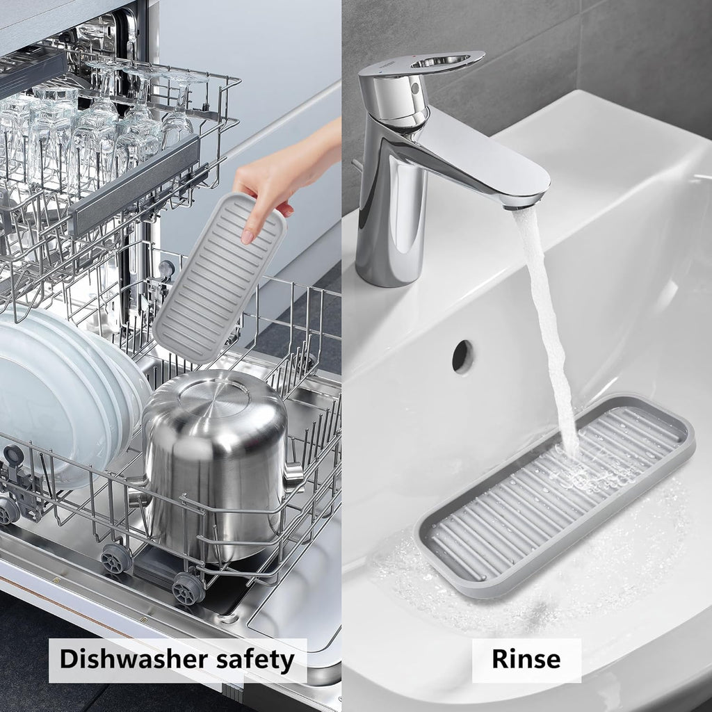 Silicone Sponge Holder 2 Pack, Dish Soap Holder for Kitchen Counter, Waterproof Sponge Soap Tray